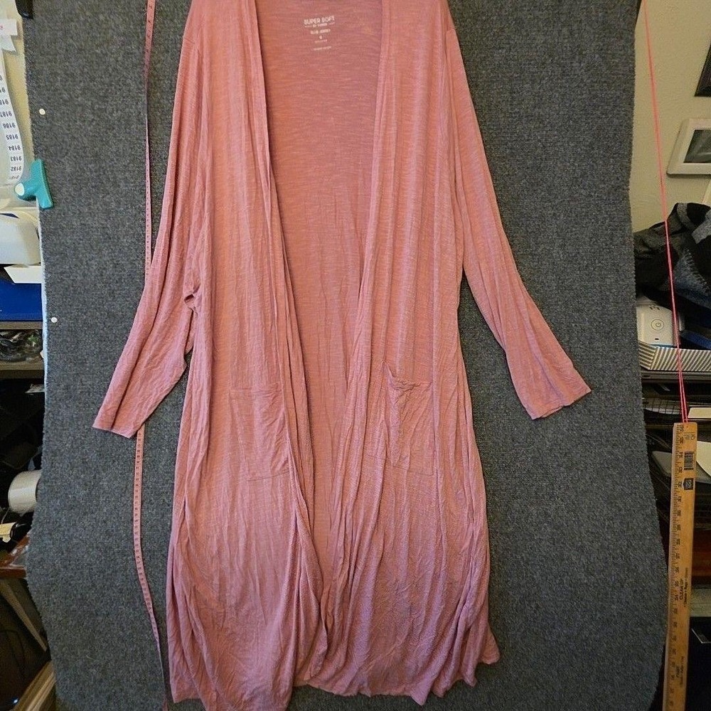 Torrid Cardigan Sweater Womens 6 Pink Super Soft Slub Jersey Longline Duster